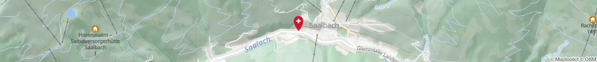 Map representation of the location for Alpen Apotheke Saalbach in 5753 Saalbach